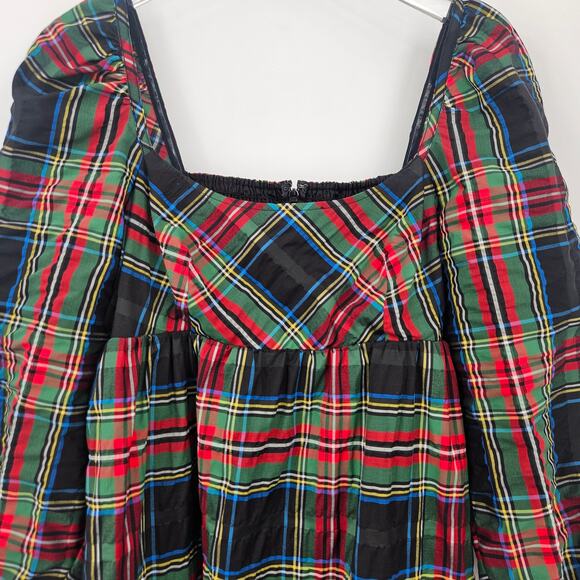 J. Crew | Tartan Plaid Puff Sleeve Mini Dress Size 10 New with Tag - Picture 5 of 11